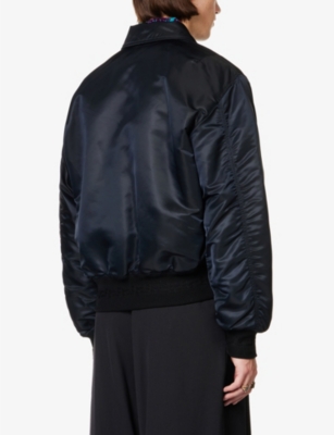 VERSACE Baroque-lined brand-appliqué shell bomber jacket