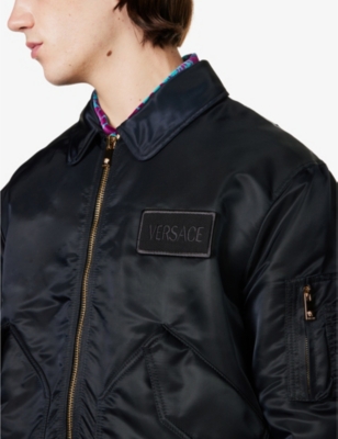 VERSACE Baroque-lined brand-appliqué shell bomber jacket