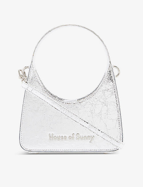 HOUSE OF SUNNY: Mini Icon metallic-woven shoulder bag