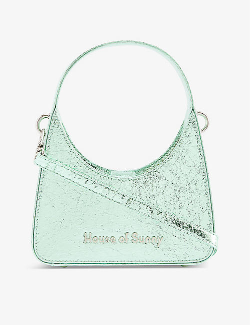 HOUSE OF SUNNY: Mini Icon metallic-woven shoulder bag