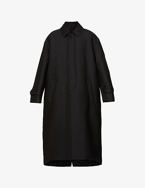 VALENTINO: Point-collar oversized-fit wool, cotton and silk-blend overcoat
