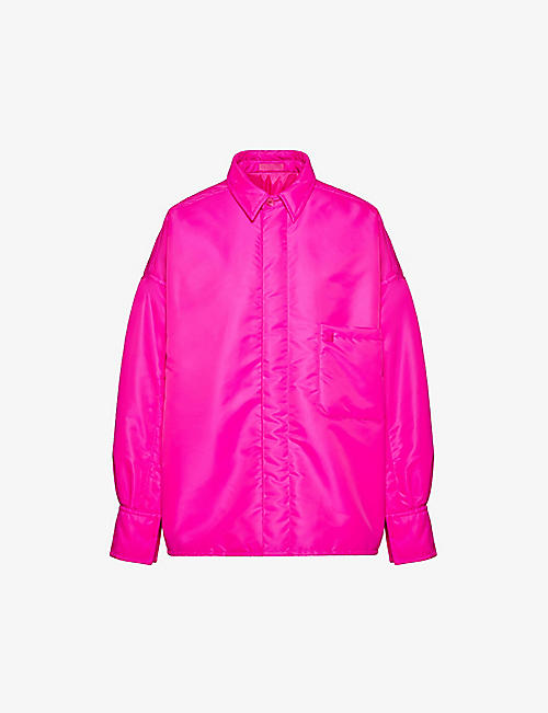 VALENTINO: Padded collared oversized-fit shell overshirt