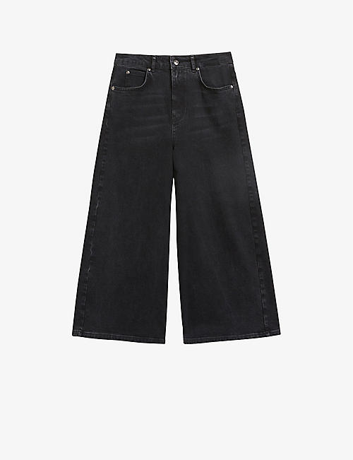 TED BAKER: Jeean cropped wide-leg high-rise stretch-denim jeans