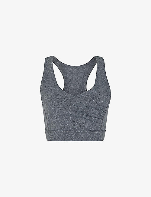 WHISTLES: Wrap-front stretch recycled-polyester sports bra