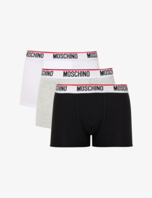 MOSCHINO PACK OF THREE LOGO-WAISTBAND STRETCH-COTTON BOXERS