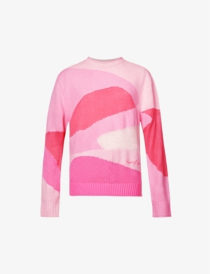 HOUSE OF SUNNY HOUSE OF SUNNY WOMENS PARIS PINK PARIS LANDSCAPE LIGHTWEIGHT STRETCH-KNIT JUMPER,61282040