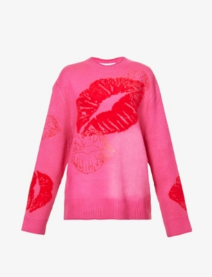 House Of Sunny Love Notes Oversized Stretch-knit Jumper In Multi