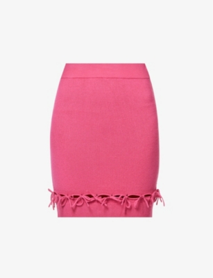 HOUSE OF SUNNY: Laced slim-fit knitted mini skirt