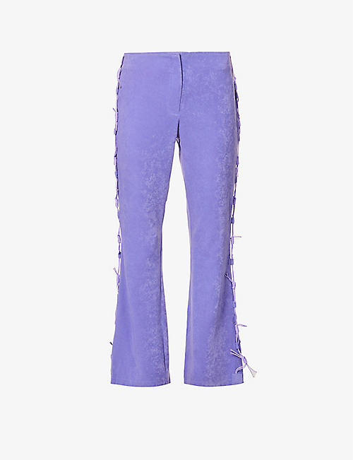 HOUSE OF SUNNY: Craft Violets flared-leg mid-rise stretch-woven trousers
