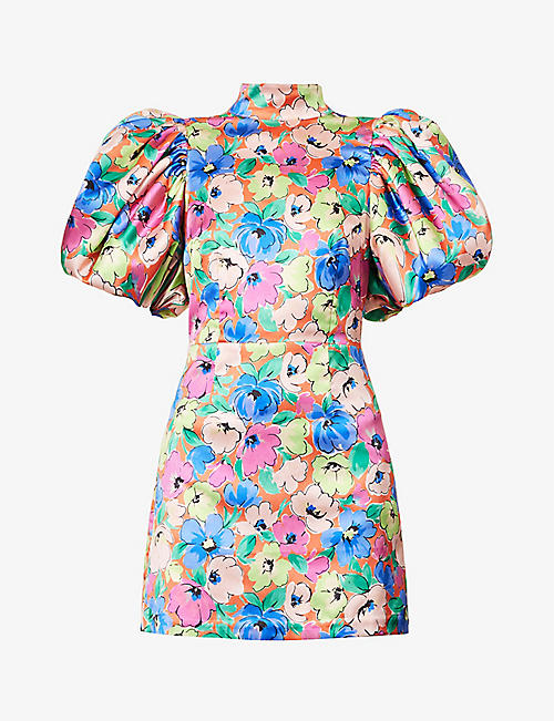 ROTATE BIRGER CHRISTENSEN: Floral-print recycled polyester-blend mini dress