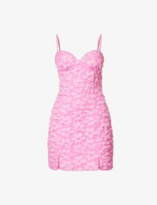 ROTATE BIRGER CHRISTENSEN: Floral-embroidered sleeveless recycled polyester-blend mini dress