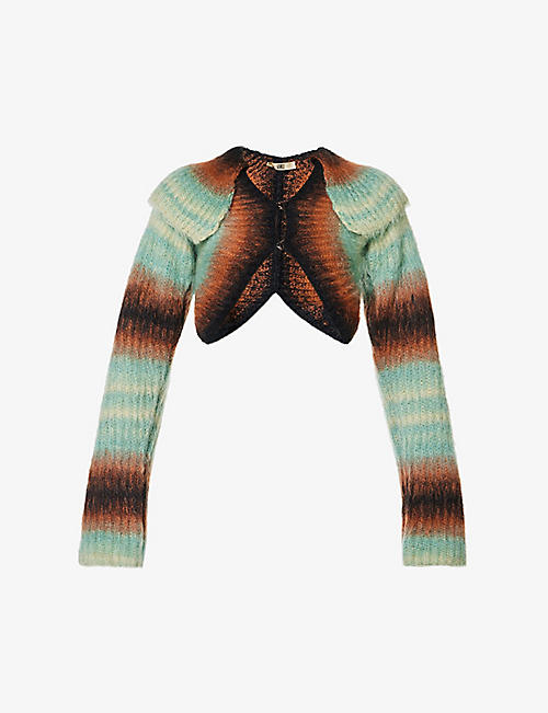 KNWLS: Precious cropped wool-blend knitted cardigan
