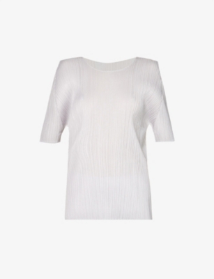 PLEATS PLEASE ISSEY MIYAKE - Basics round neck pleats knitted T-shirt