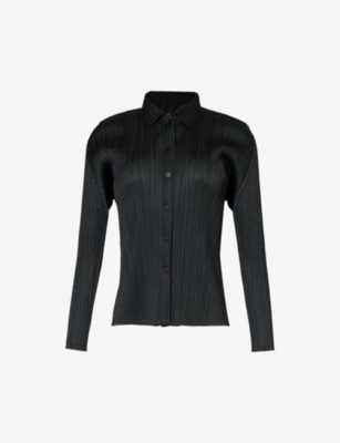 Issey Miyake Pleated Collared Relaxed-fit Woven Shirt In Black