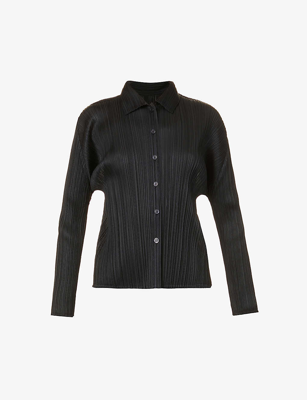 Issey Miyake Pleated Collared Relaxed-fit Woven Shirt In Black