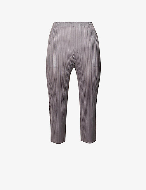 PLEATS PLEASE ISSEY MIYAKE: Pleat cropped straight-leg knitted trousers