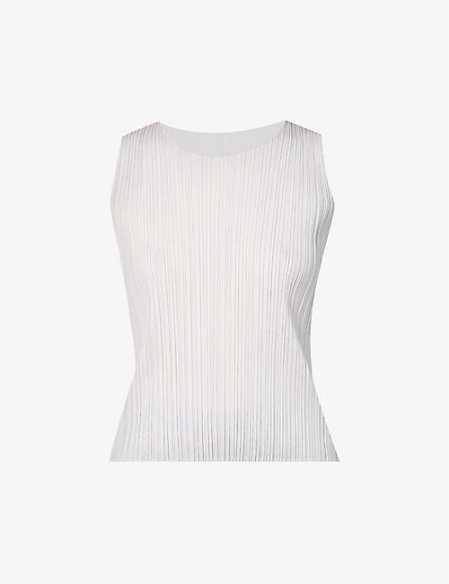 PLEATS PLEASE ISSEY MIYAKE: Basics sleeveless pleated woven top
