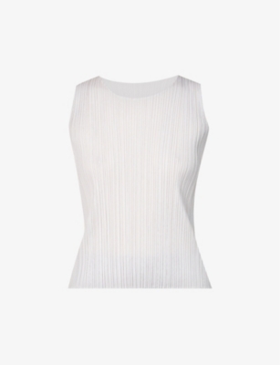 Grey High-neck technical-pleated top, Pleats Please Issey Miyake