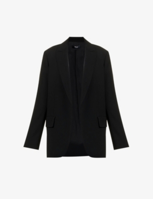 Theory Womens Black Single-breasted Regular-fit Crepe Blazer