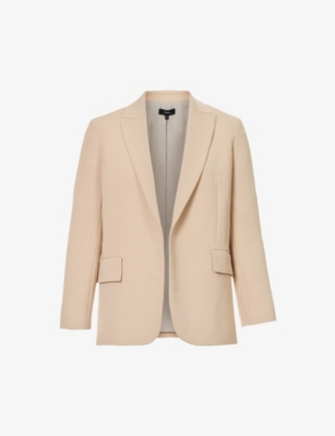 Theory Single-breasted Crepe Blazer In Nude Khaki