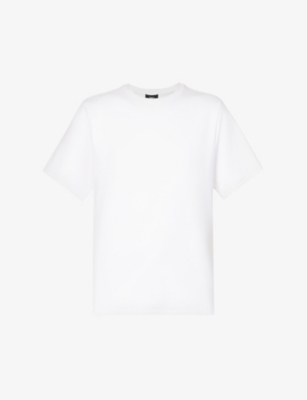 Theory Womens White Linear Cotton-jersey T-shirt
