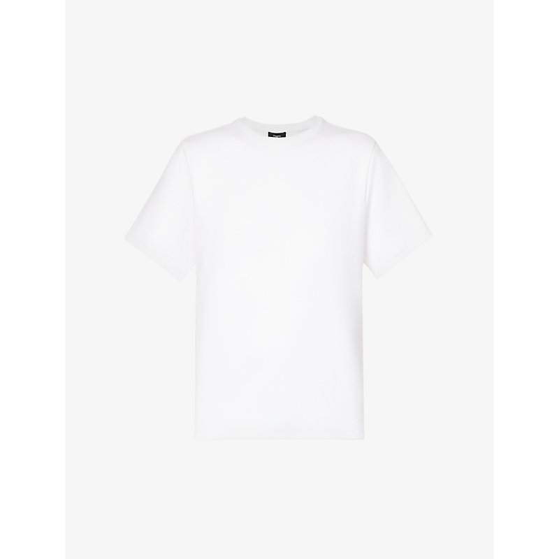 Theory Womens White Linear Cotton-jersey T-shirt