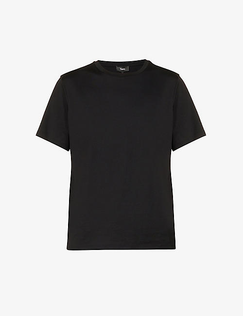 THEORY: Linear round-neck cotton T-shirt