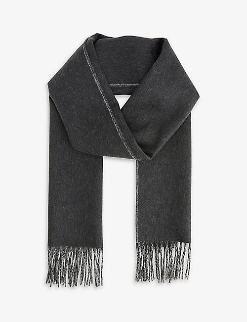 JOHNSTONS: Fringe-edged reversible cashmere scarf
