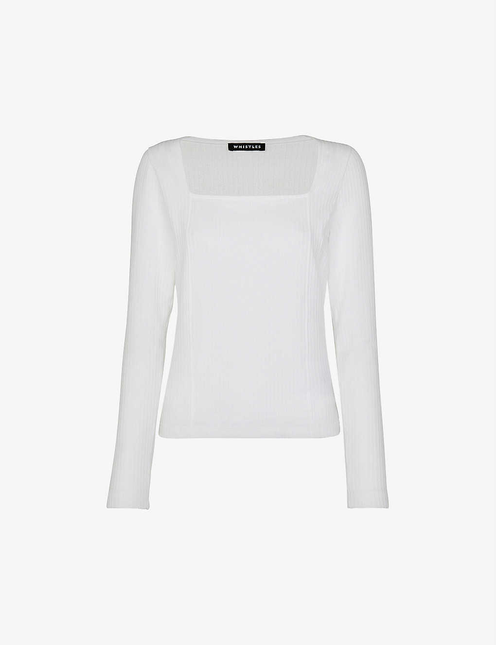 Whistles Square-neck Ribbed Stretch-cotton Top In White