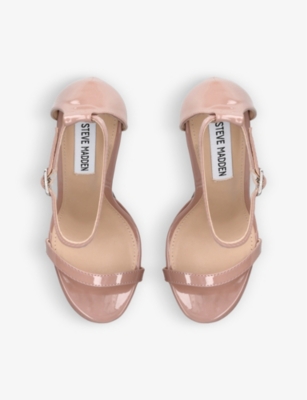 Shop Steve Madden Women's Tan Milano Heeled Patent Faux-leather Sandals