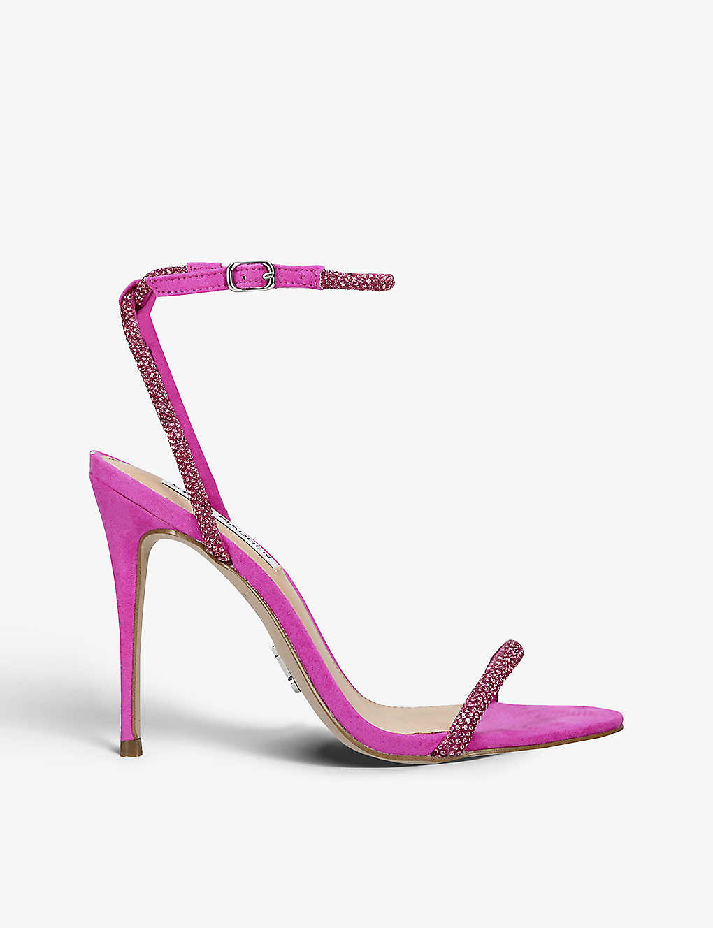 Steve Madden Womens Pink Breslin Rhinestone-embellished Suede Heeled Heels