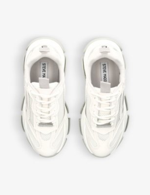 Shop Steve Madden Women's White/comb Possession Chunky-soled Mesh And Faux-leather Trainers