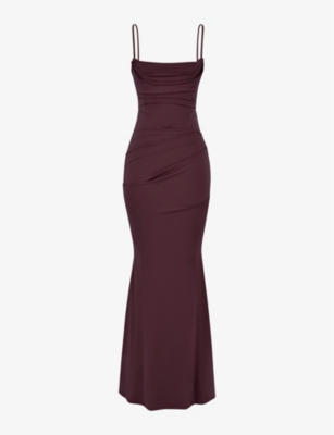 House Of Cb Womens Dark Cherry Milena Sleeveless Stretch-crepe Maxi Dress