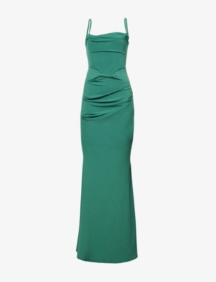 Shop House Of Cb Womens Forest Milena Sleeveless Stretch-crepe Maxi Dress