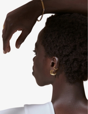 RACHEL JACKSON: Hexagon 22ct yellow gold-plated sterling-silver hoops