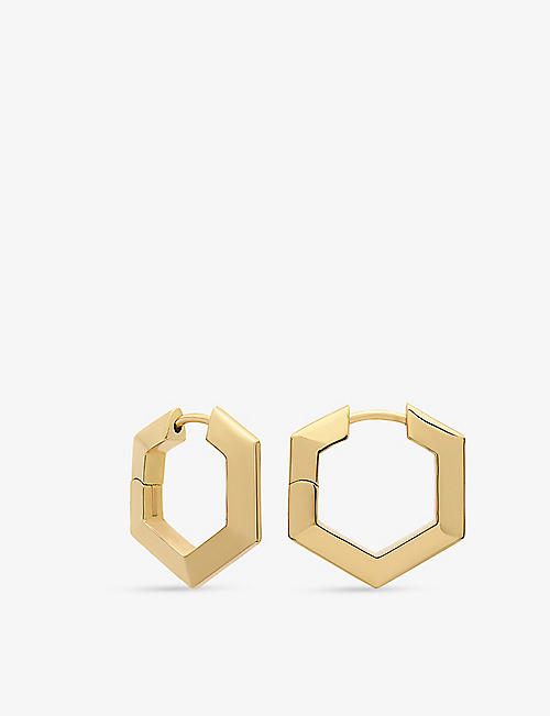 RACHEL JACKSON: Hexagon 22ct yellow gold-plated sterling-silver hoops