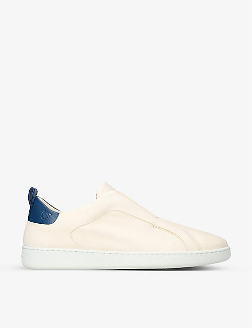 SALVATORE FERRAGAMO: Brand-embellished leather low-top trainers