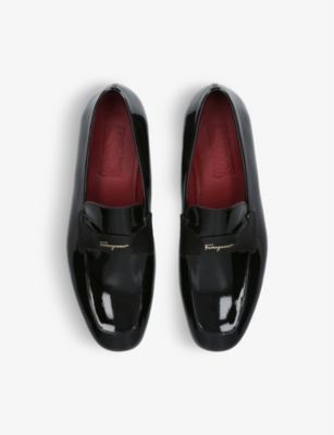 SALVATORE FERRAGAMO Giuffre brand-plaque patent-leather loafers