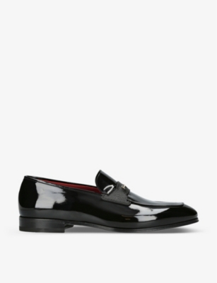 SALVATORE FERRAGAMO Giuffre brand plaque patent leather loafers