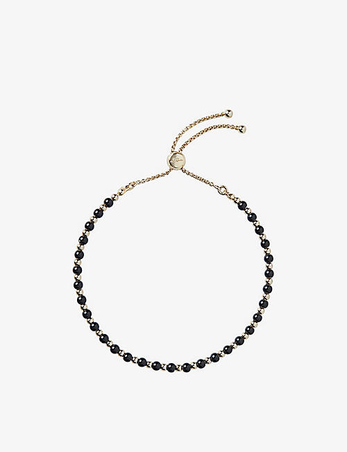 THE WHITE COMPANY: Beaded yellow gold-plated brass and enamel friendship bracelet