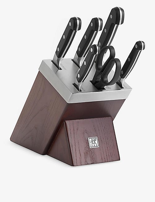 ZWILLING J.A HENCKELS: Pro seven-piece stainless-steel knife set and block