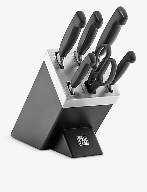 ZWILLING J.A HENCKELS: Four Star seven-piece stainless-steel knife set and block