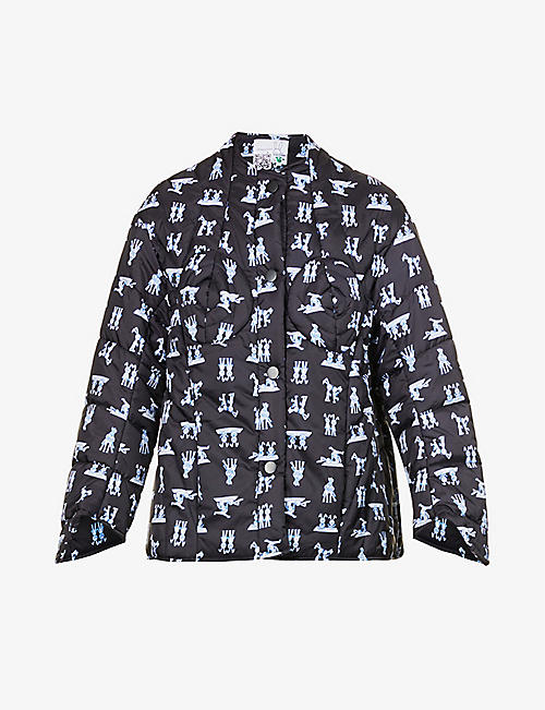 NATASHA ZINKO: Yoga Bunny brand-print regular-fit shell jacket