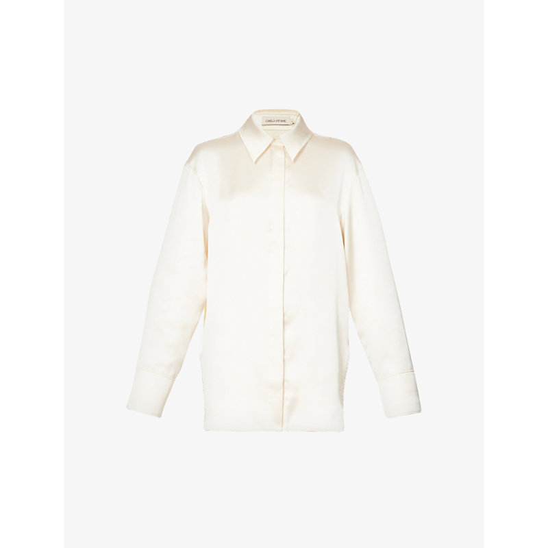 Camilla And Marc Womens Cream Tilly Relaxed-fit Satin Shirt In White
