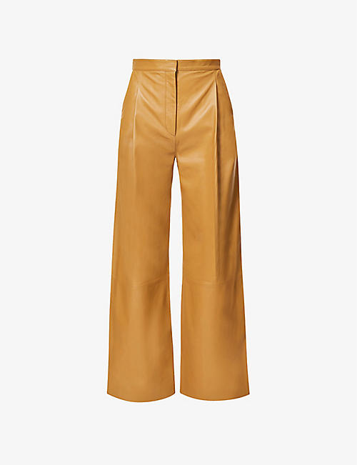CAMILLA AND MARC: Roma pleated wide-leg mid-rise leather trousers