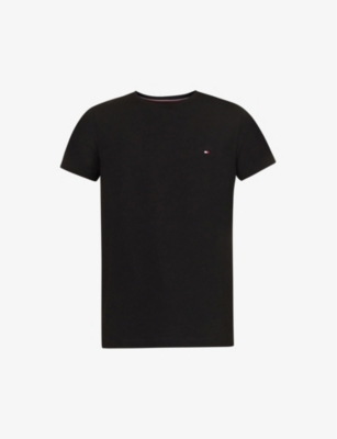 Tommy Hilfiger Brand-embroidered Regular-fit Stretch-cotton Jersey T-shirt In Black