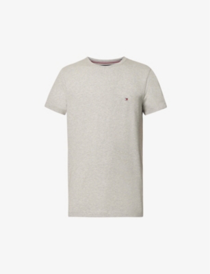 Tommy Hilfiger Brand-embroidered Regular-fit Stretch-cotton Jersey T-shirt In Light Grey Heather