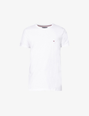 Tommy Hilfiger Brand-embroidered Regular-fit Stretch-cotton Jersey T-shirt In White