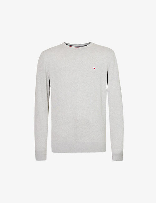 TOMMY HILFIGER: Core logo-embroidered cotton and silk jumper