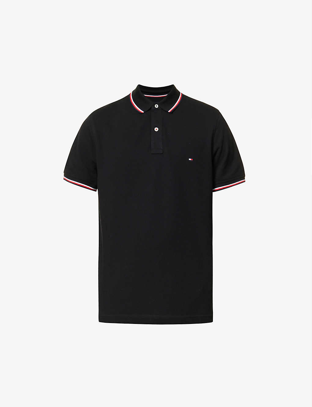 Tommy Hilfiger Core Logo-embroidered Cotton Polo Shirt In Black